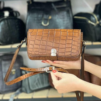 کیف چرم نگار فندوقی عسلی سنگی