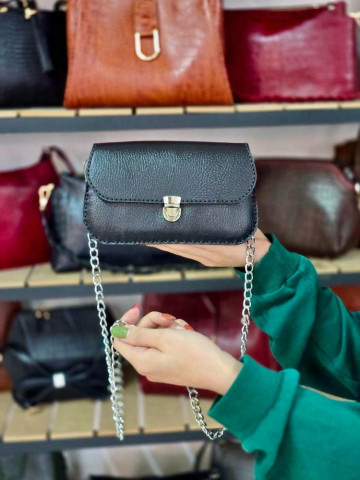 کیف چرم نگین مشکی فلوتر