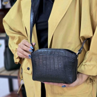 کیف چرم لچک مشکی سنگی کوچک