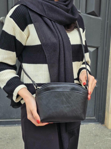 کیف چرم لچک مشکی ساده کوچک