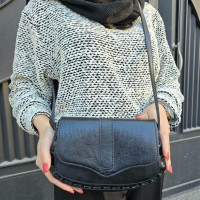   کیف چرم درب پروانه مشکی درب لیزارد بدنه ساده