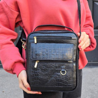 کیف چرم اسپورت کارن بزرگ مشکی سنگی