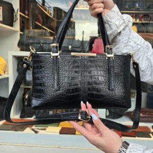 کیف چرم لیزری مشکی سنگی