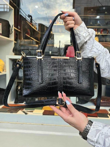 کیف چرم لیزری مشکی سنگی