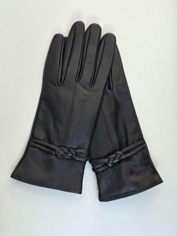 دستکش چرم زنانه مشکی مدل B