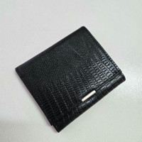 کیف پول چرم دکمه لبه دار مشکی لیزارد