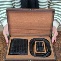 ست چرم مردانه دو تکه مشکی سنگی