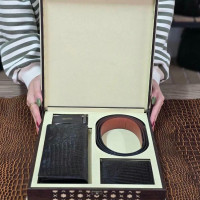 ست چرم مردانه سه تکه مشکی لیزارد