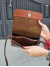 کیف چرم بغل پرچ قهوه ای فندوقی لیزارد بزرگ