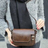 کیف چرم بغل سگک قهوه ای سنگی