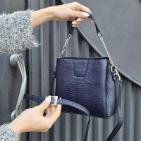 کیف چرم شین سرمه ای تیره لیزارد