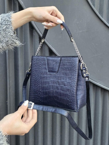 کیف چرم شین سرمه ای تیره سنگی