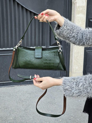 کیف چرم ملور سبز سنگی