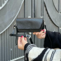 کیف چرم بهار مشکی لیزارد لبه صاف