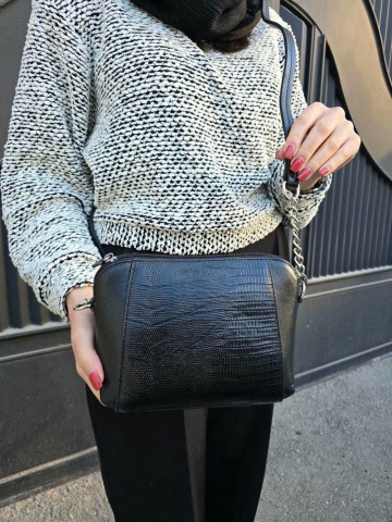 کیف چرم وانیا لیزارد مشکی