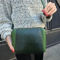 کیف چرم وانیا سبز لیزارد