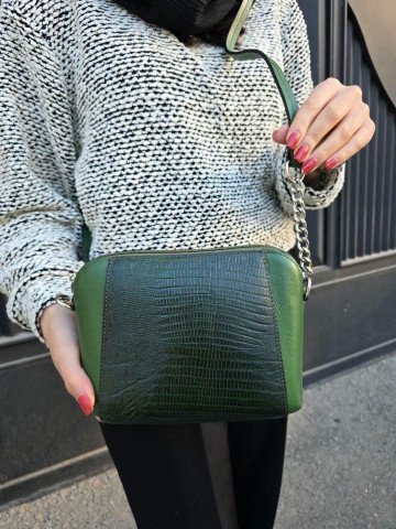 کیف چرم وانیا سبز لیزارد