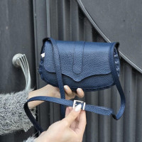   کیف چرم درب پروانه سرمه ای روشن فلوتر