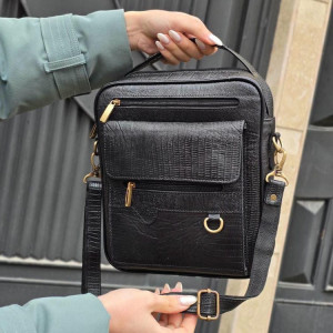 کیف چرم اسپورت کارن بزرگ مشکی لیزارد