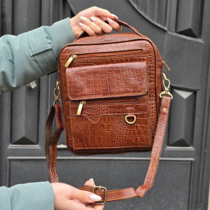 کیف چرم اسپورت کارن بزرگ قهوه ای سنگی