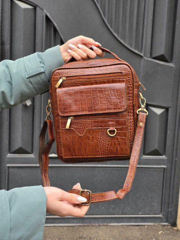 کیف چرم اسپورت کارن بزرگ قهوه ای سنگی