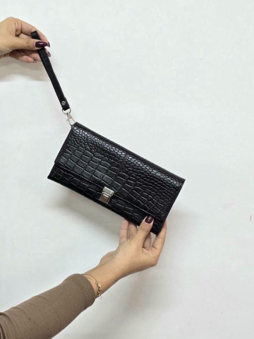   کیف چرم دستی رها مشکی سنگی