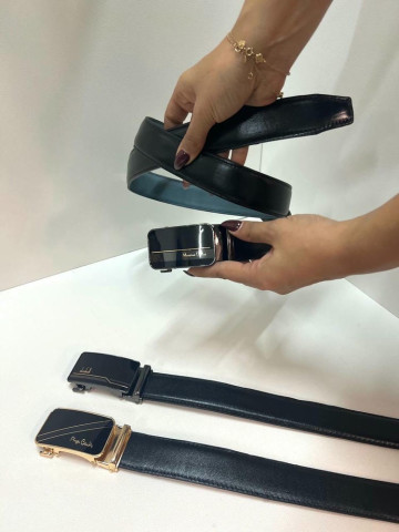 کمربند چرم مردانه ریلی مشکی ساده