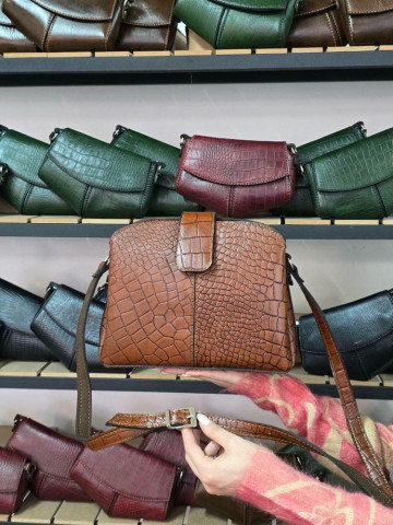 کیف چرم رویا عسلی فندقی سنگی