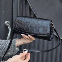 کیف چرم شب لبه صاف مشکی