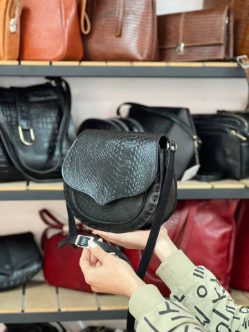 کیف چرم ترنج مشکی پولک ماهی