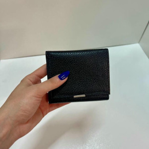 کیف پول چرم دکمه لبه دار مشکی فلوتر