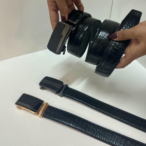 کمربند چرم مردانه ریلی مشکی سنگی