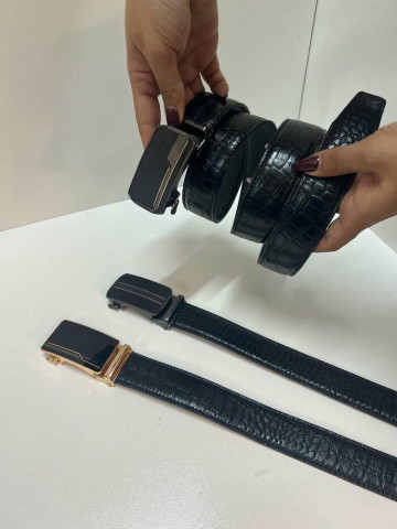 کمربند چرم مردانه ریلی مشکی سنگی