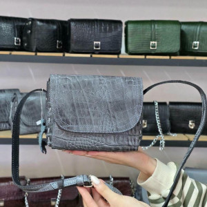 کیف چرم یاس طوسی ابر و بادی سنگی