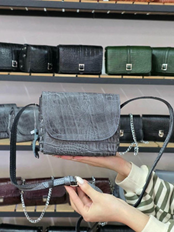 کیف چرم یاس طوسی ابر و بادی سنگی