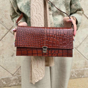 کیف چرم آی تک فندقی سنگی