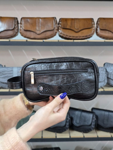 کیف چرم شوز بگ مشکی سنگی