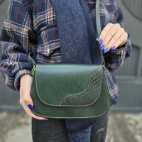 کیف چرم پروانه دو طبله سبز کله غازی ساده