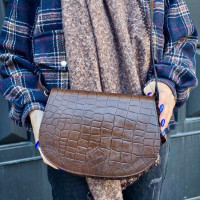 کیف چرم موج قهوه ای سوخته سنگی