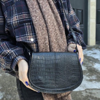 کیف چرم دنیز مشکی سنگی