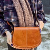 کیف چرم دنیز عسلی نارنجی