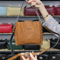 کیف چرم شین فندقی سنگی