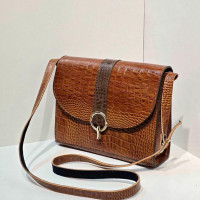 کیف چرم روناک عسلی سنگی