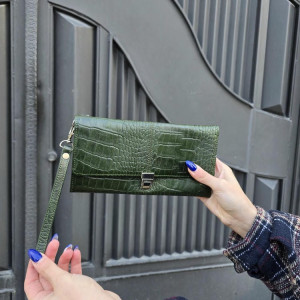 کیف چرم دستی رها سبز ابر و بادی سنگی
