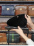 کیف چرم کتابی مشکی سنگی