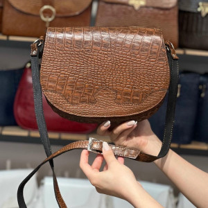 کیف چرم موج قهوه ای گرم ابر و بادی سنگی