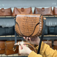 کیف چرم شفق قهوه ای گرم ابر و بادی سنگی