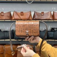 کیف چرم بغل پرچ قهوه ای گرم ابر و بادی سنگی