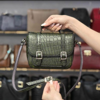 کیف چرم ماهک سبز ابر و بادی سنگی