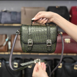 کیف چرم ماهک سبز ابر و بادی سنگی